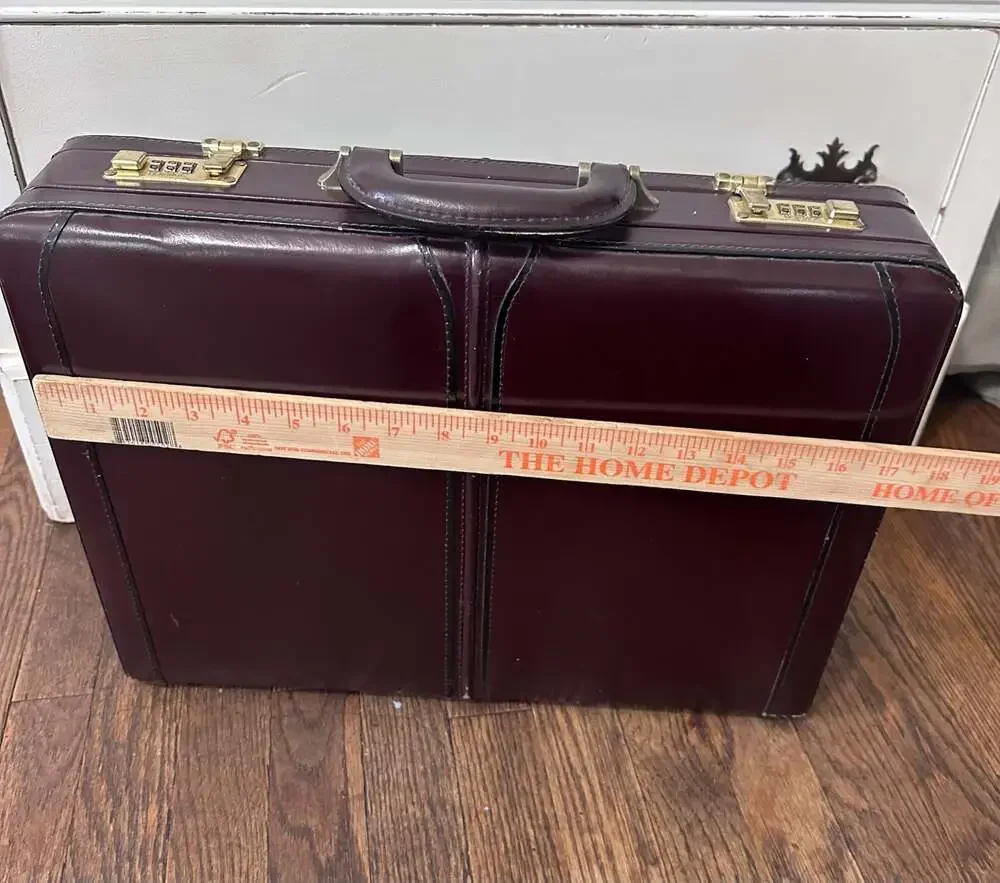 Vintage Heritage Top Grain Leather Hard Shell Briefcase in Burgundy